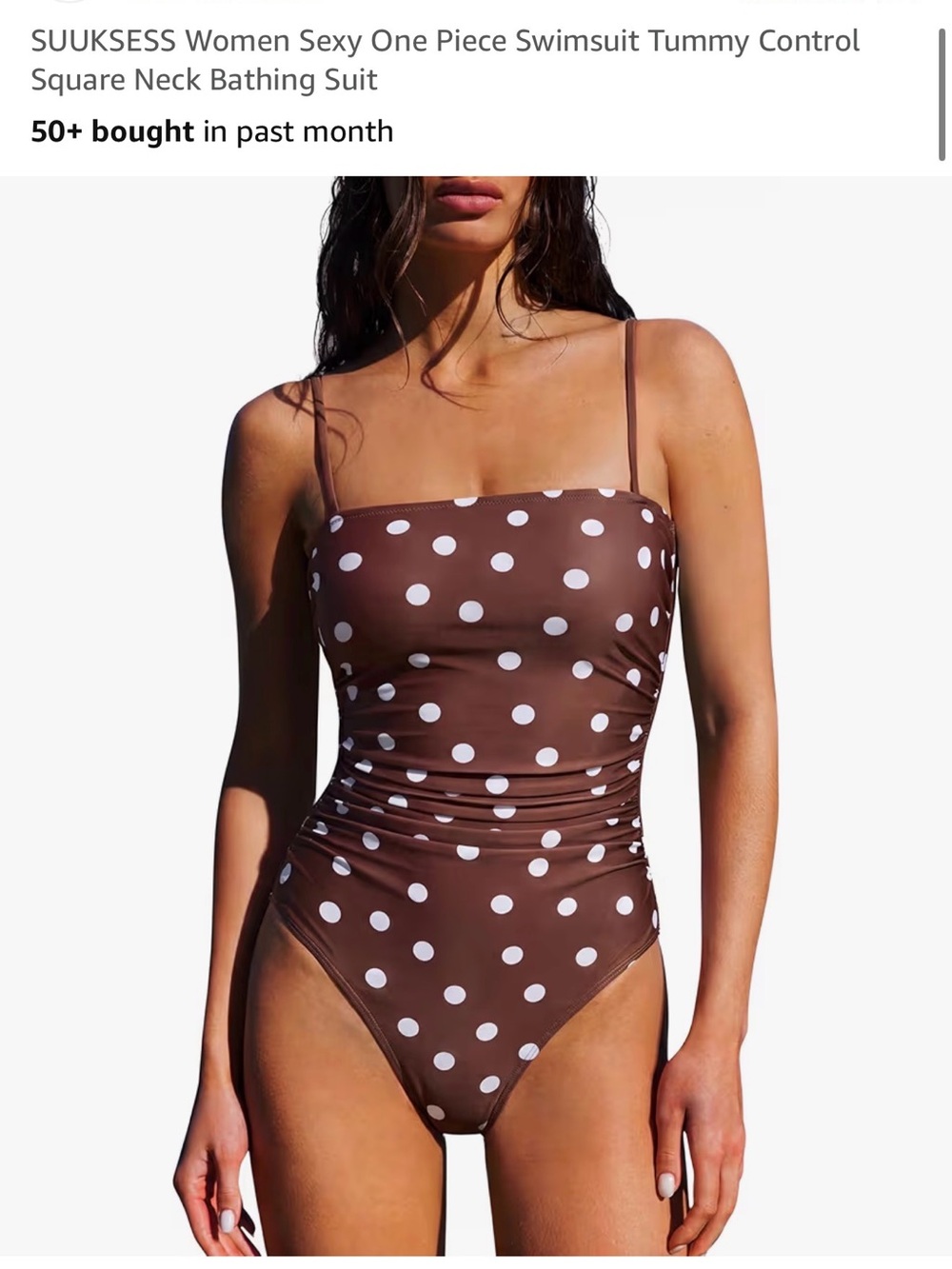 SUUKSESS Brown Polka Dot One-Piece Swimsuit